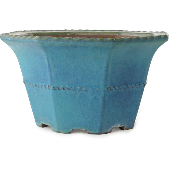 Vaso bonsai turchese ottagonale di Yamaaki - 400 x 400 x 215 mm