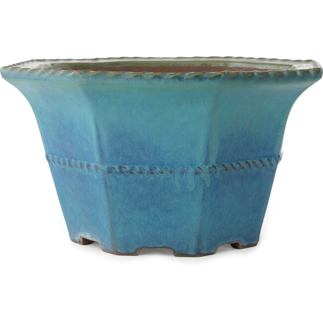 Vaso bonsai turchese ottagonale di Yamaaki - 400 x 400 x 215 mm