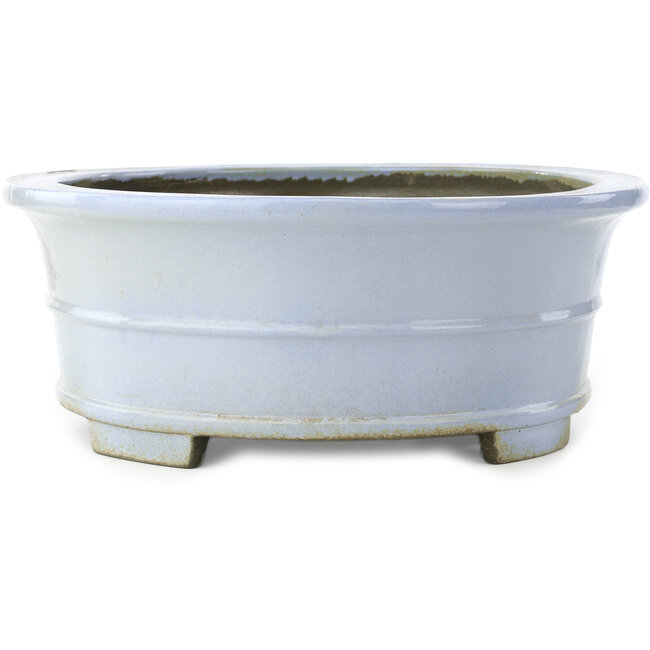 Oval light blue bonsai pot by Koyou - 415 x 360 x 140 mm
