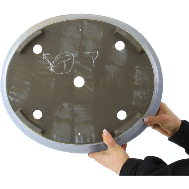 Oval light blue bonsai pot by Koyou - 415 x 360 x 140 mm