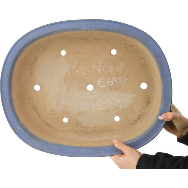 Ovale blauwe bonsai pot van Reiho - 475 x 380 x 110 mm
