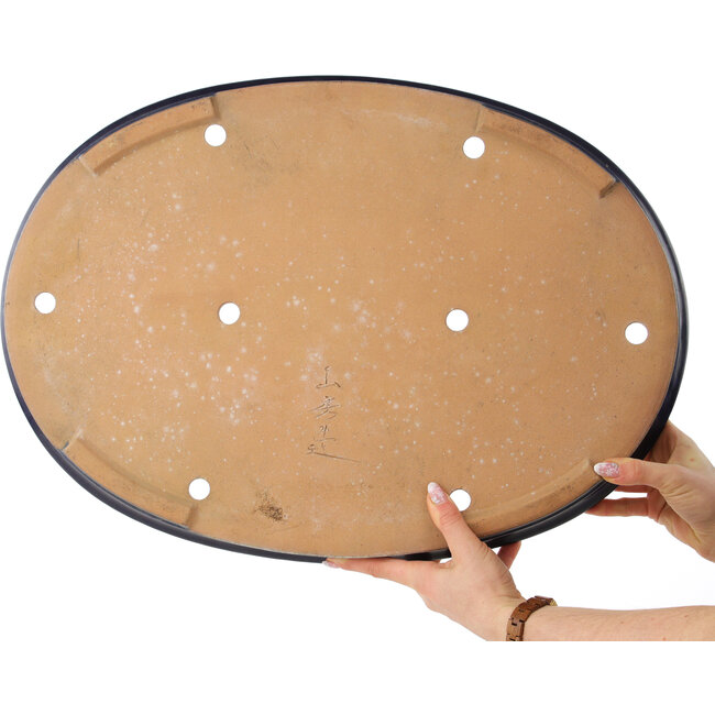 Pot à bonsaï ovale bleu foncé de Yamafusa - 555 x 395 x 65 mm