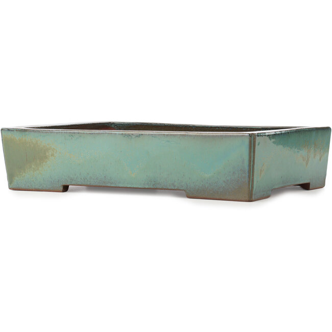 Rectangular turquoise bonsai pot by Kakuzan - 398 x 290 x 85 mm