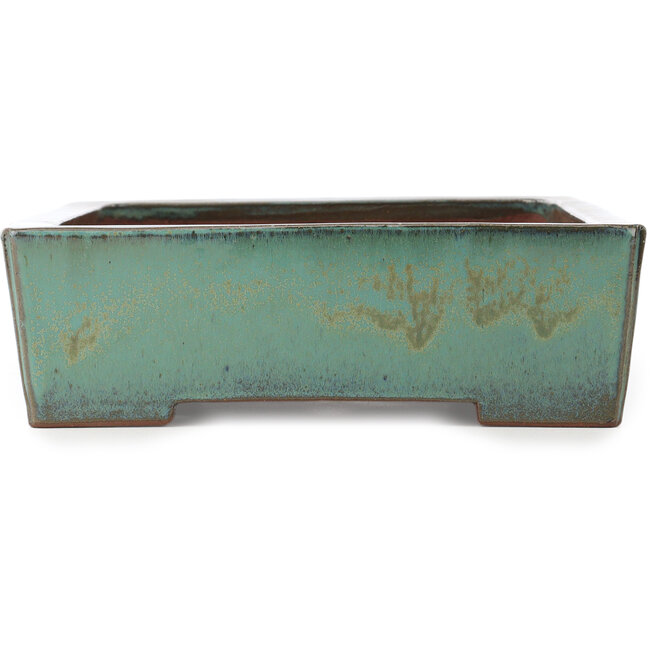 Rechthoekige turquoise bonsai pot van Kakuzan - 398 x 290 x 85 mm