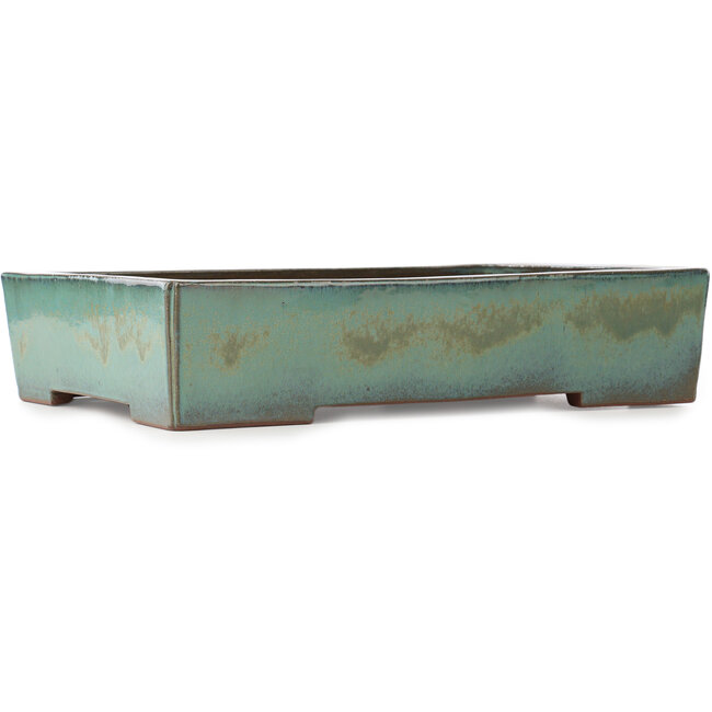 Rectangular turquoise bonsai pot by Kakuzan - 398 x 290 x 85 mm