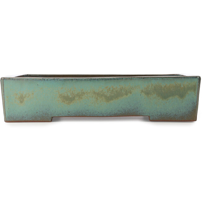 Maceta rectangular turquesa para bonsái de Kakuzan - 398 x 290 x 85 mm