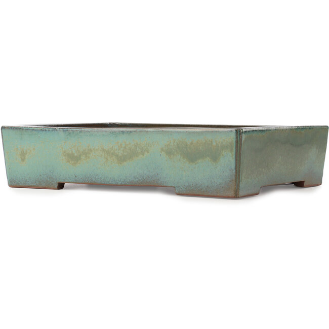 Rectangular turquoise bonsai pot by Kakuzan - 398 x 290 x 85 mm