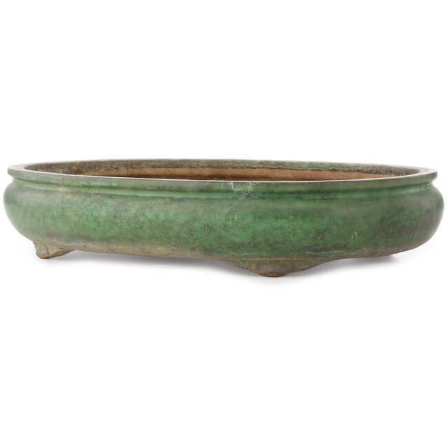 Pot à bonsaï ovale vert de Shuhou - 470 x 360 x 95 mm