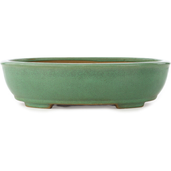 Ovale groene bonsai pot van Yamafusa - 345 x 270 x 85 mm