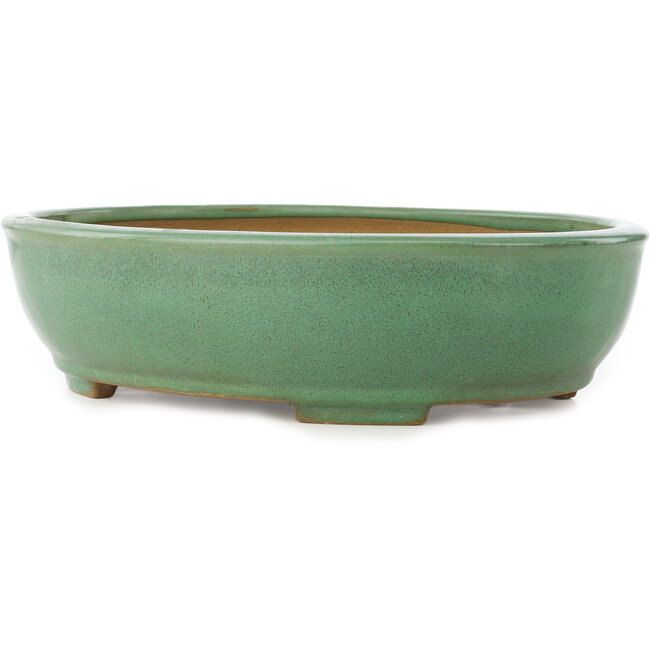 Ovale groene bonsai pot van Yamafusa - 345 x 270 x 85 mm