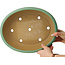 Pot à bonsaï ovale vert de Yamafusa - 345 x 270 x 85 mm