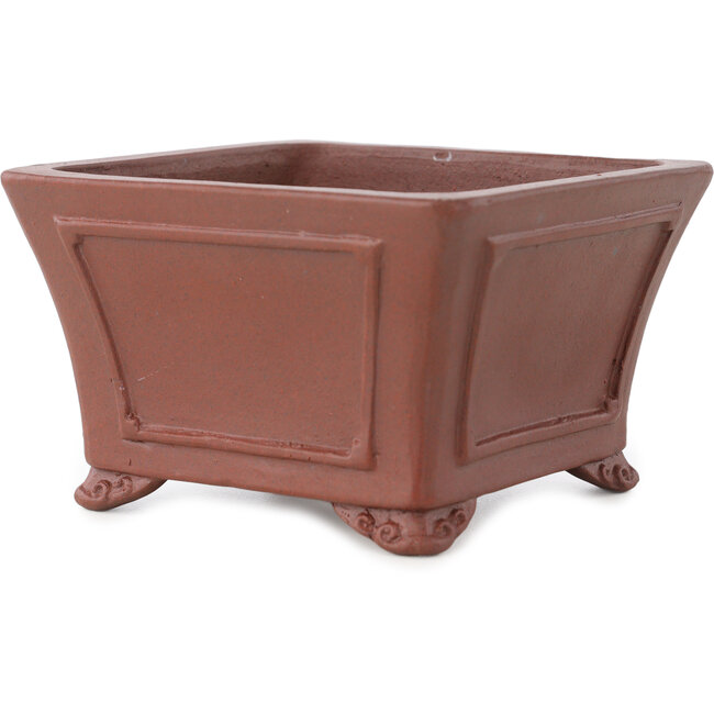 Pot à bonsaï carré non émaillé de Shibakatsu - 140 x 135 x 87 mm