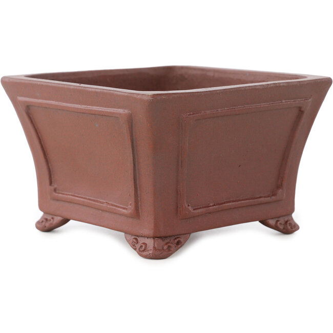 Square unglazed bonsai pot by Shibakatsu - 140 x 135 x 87 mm