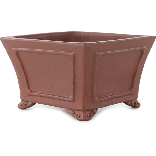Pot à bonsaï carré non émaillé de Shibakatsu - 140 x 135 x 87 mm