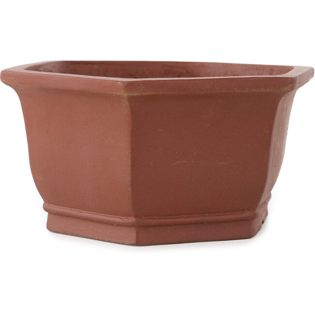 Hexagonal unglazed bonsai pot by Shibakatsu - 170 x 170 x 83 mm