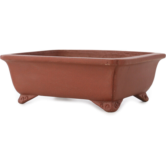 Pot à bonsaï rectangulaire non émaillé de Shibakatsu - 185 x 152 x 65 mm