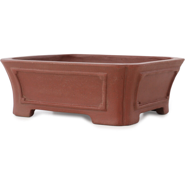 Rechthoekige ongeglazuurde bonsaipot van Shibakatsu - 182 x 152 x 64 mm