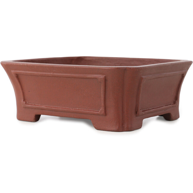 Rectangular unglazed bonsai pot by Shibakatsu - 182 x 152 x 64 mm
