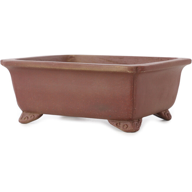 Pot à bonsaï rectangulaire non émaillé de Shibakatsu - 158 x 130 x 62 mm