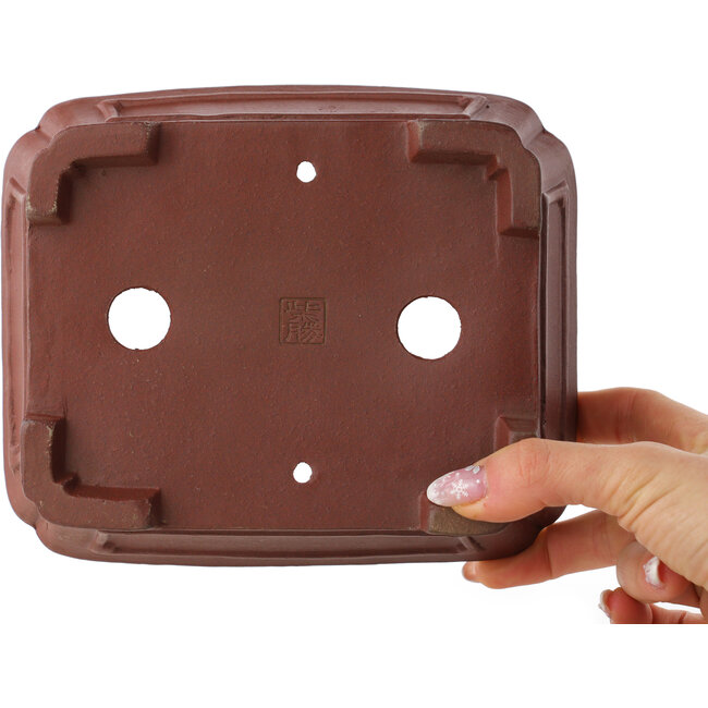 Rechthoekige ongeglazuurde bonsaipot van Shibakatsu - 182 x 152 x 64 mm