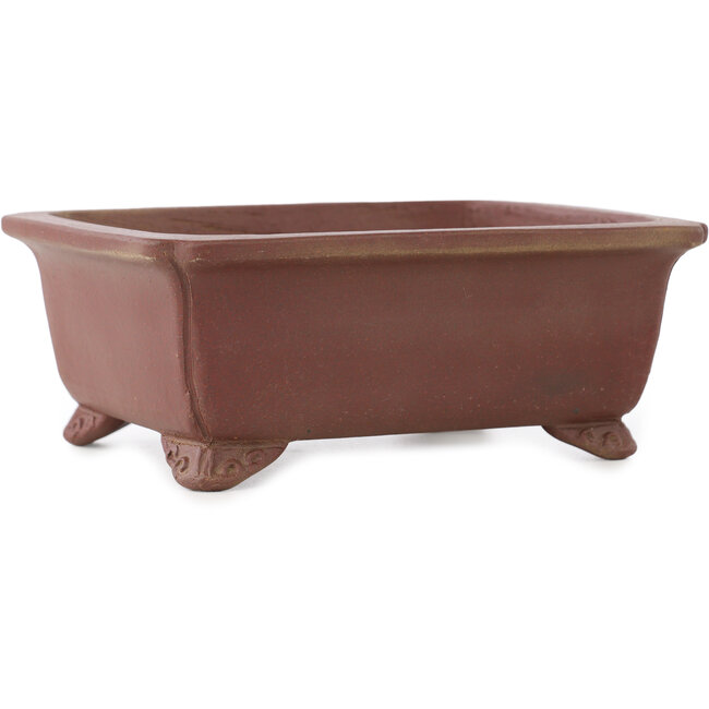 Rectangular unglazed bonsai pot by Shibakatsu - 158 x 130 x 62 mm