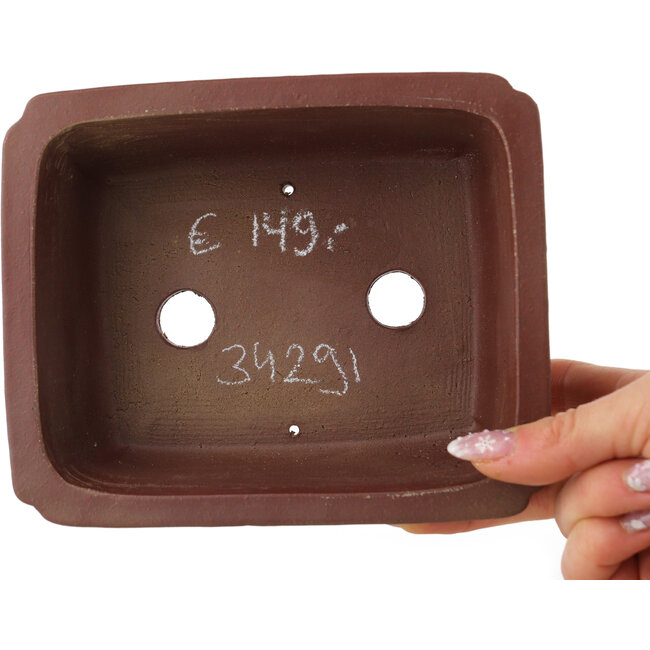Maceta rectangular sin esmaltar para bonsái de Shibakatsu - 158 x 130 x 62 mm