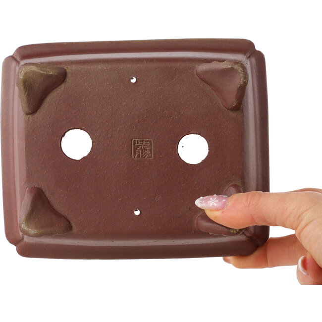 Rectangular unglazed bonsai pot by Shibakatsu - 158 x 130 x 62 mm