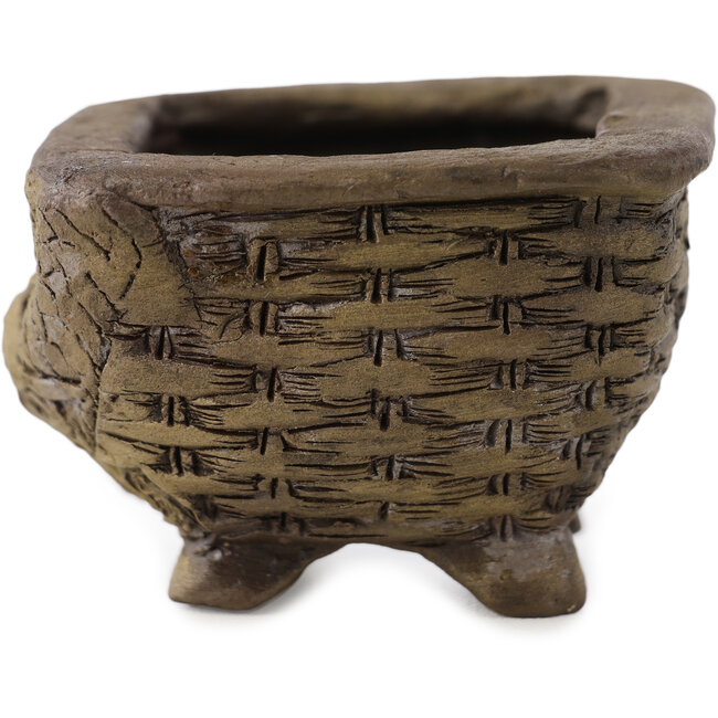 Square unglazed bonsai pot by Tani Ranzan - 55 x 55 x 38 mm