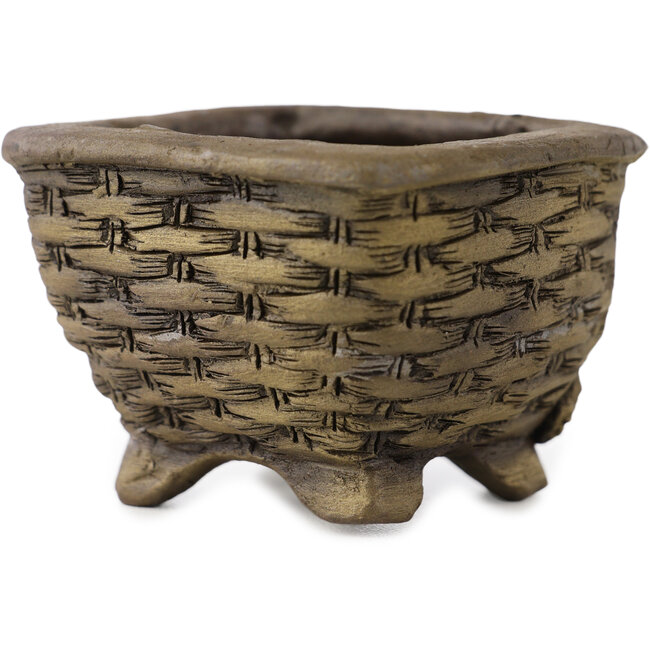 Square unglazed bonsai pot by Tani Ranzan - 55 x 55 x 38 mm