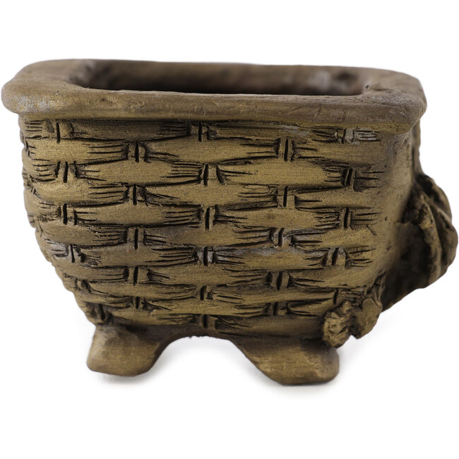 Square unglazed bonsai pot by Tani Ranzan - 55 x 55 x 38 mm