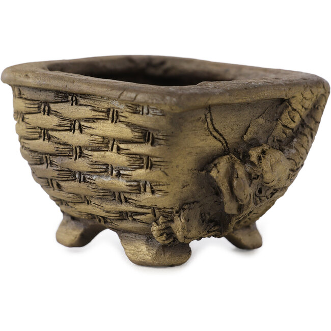 Pot à bonsaï carré non émaillé de Tani Ranzan - 55 x 55 x 38 mm