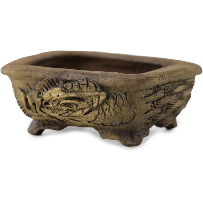 Rechteckiger unglasierter Bonsai-Topf von Tani Ranzan - 49 x 42 x 20 mm