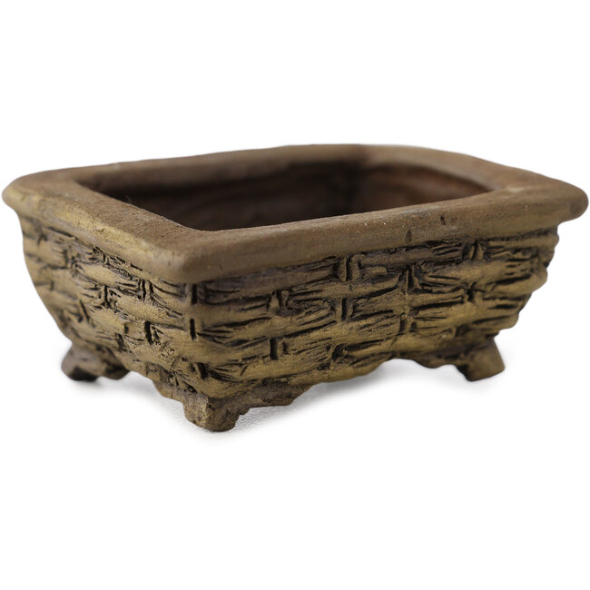 Pot à bonsaï rectangulaire non émaillé de Tani Ranzan - 49 x 42 x 20 mm