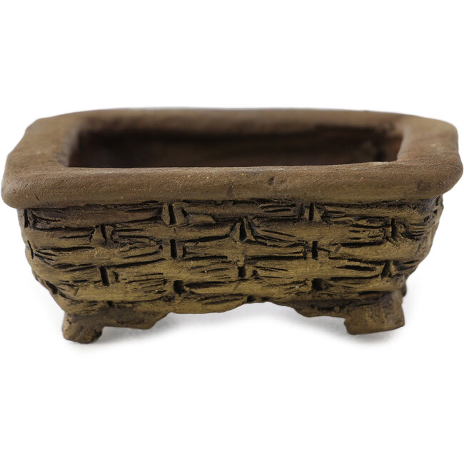 Rectangular unglazed bonsai pot by Tani Ranzan - 49 x 42 x 20 mm