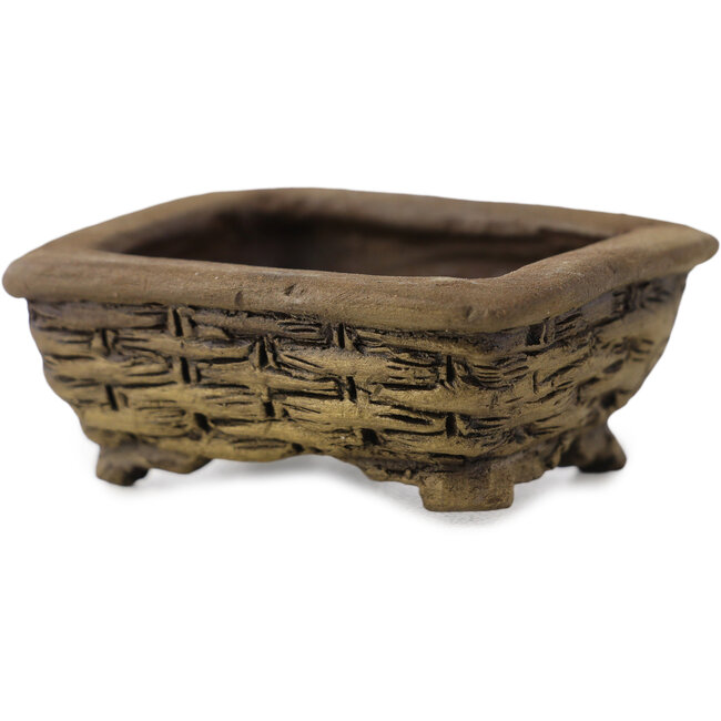 Rechthoekige ongeglazuurde bonsaipot van Tani Ranzan - 49 x 42 x 20 mm