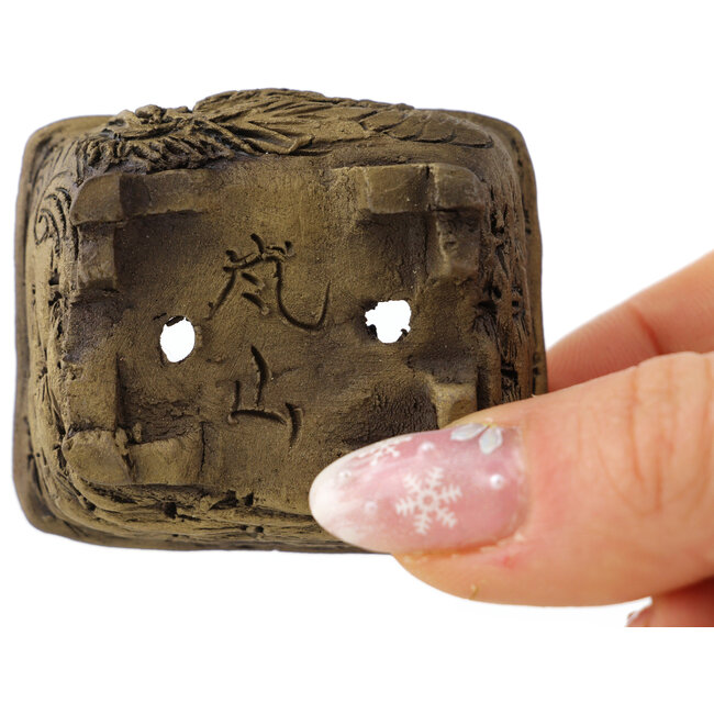 Rectangular unglazed bonsai pot by Tani Ranzan - 49 x 42 x 20 mm