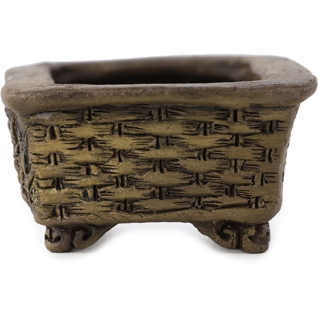 Pot à bonsaï rectangulaire non émaillé de Tani Ranzan - 60 x 50 x 28 mm