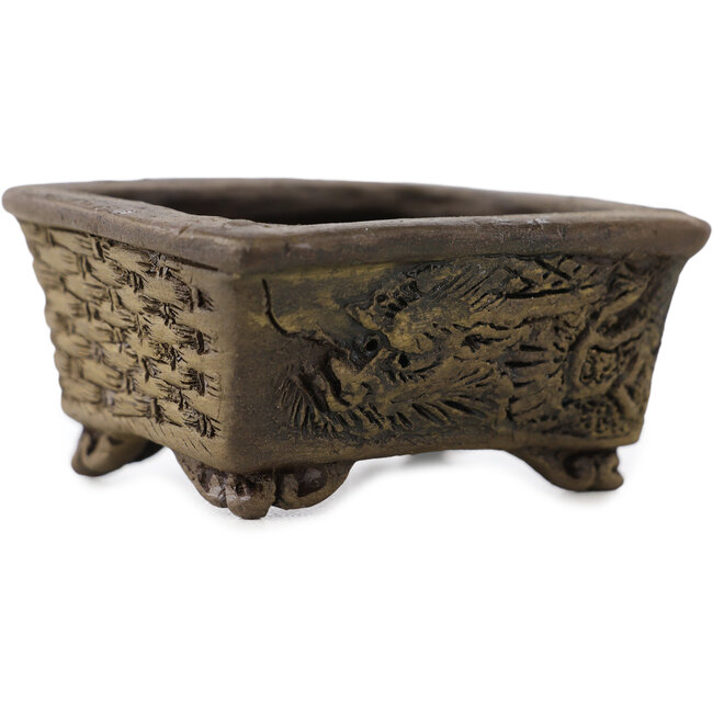 Rectangular unglazed bonsai pot by Tani Ranzan - 60 x 50 x 28 mm