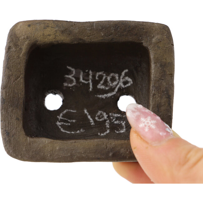 Rechthoekige ongeglazuurde bonsaipot van Tani Ranzan - 60 x 50 x 28 mm