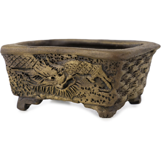 Rectangular unglazed bonsai pot by Tani Ranzan - 58 x 45 x 25 mm
