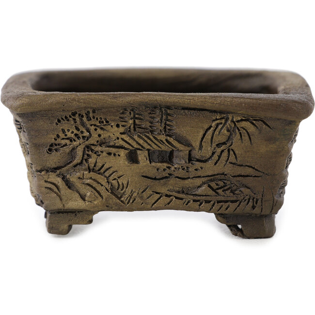Pot à bonsaï rectangulaire non émaillé de Tani Ranzan - 58 x 45 x 25 mm