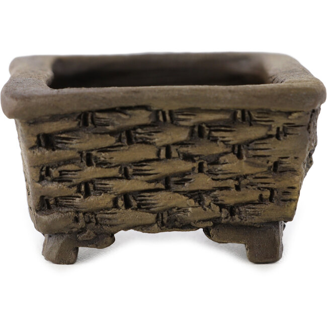 Rechthoekige ongeglazuurde bonsaipot van Tani Ranzan - 58 x 45 x 25 mm