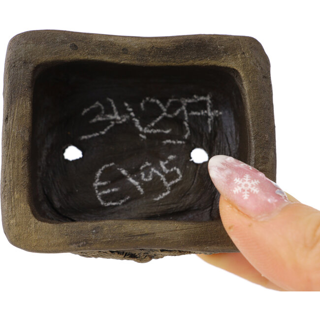 Rectangular unglazed bonsai pot by Tani Ranzan - 58 x 45 x 25 mm