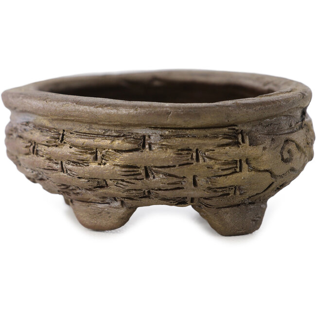 Oval unglazed bonsai pot by Tani Ranzan - 60 x 47 x 20 mm