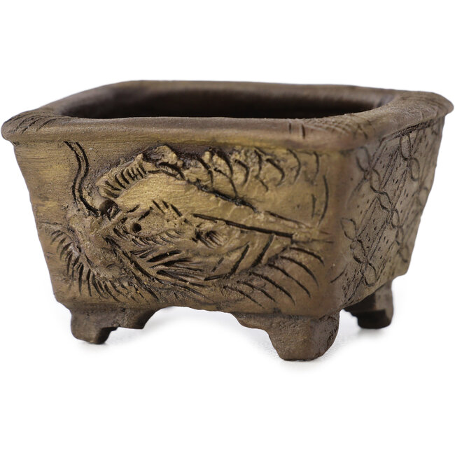 Rechteckiger unglasierter Bonsai-Topf von Tani Ranzan - 49 x 37 x 28 mm