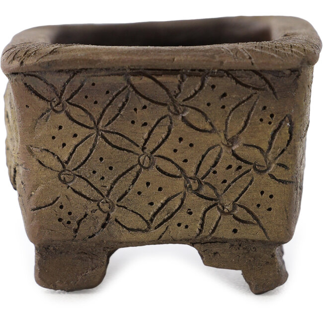 Maceta rectangular sin esmaltar para bonsái de Tani Ranzan - 49 x 37 x 28 mm