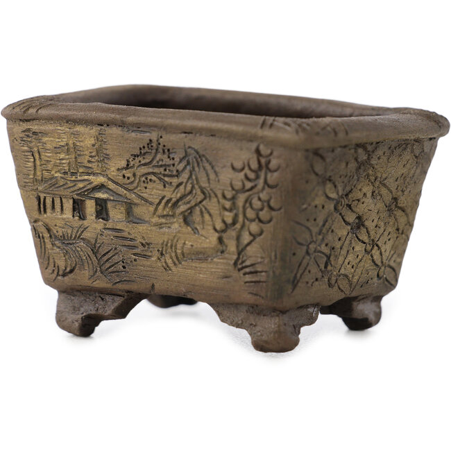 Vaso bonsai rettangolare non smaltato di Tani Ranzan - 49 x 37 x 28 mm