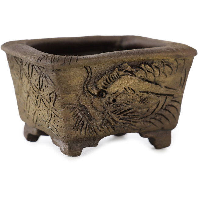 Pot à bonsaï rectangulaire non émaillé de Tani Ranzan - 49 x 37 x 28 mm