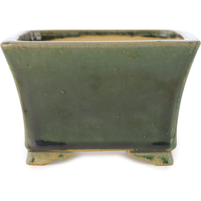 Square green bonsai pot by Shibakatsu - 140 x 135 x 90 mm