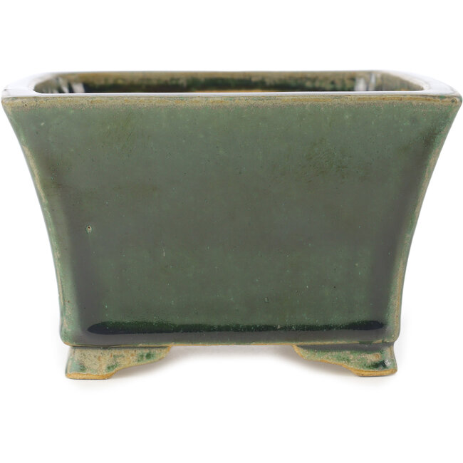 Square green bonsai pot by Shibakatsu - 140 x 135 x 90 mm
